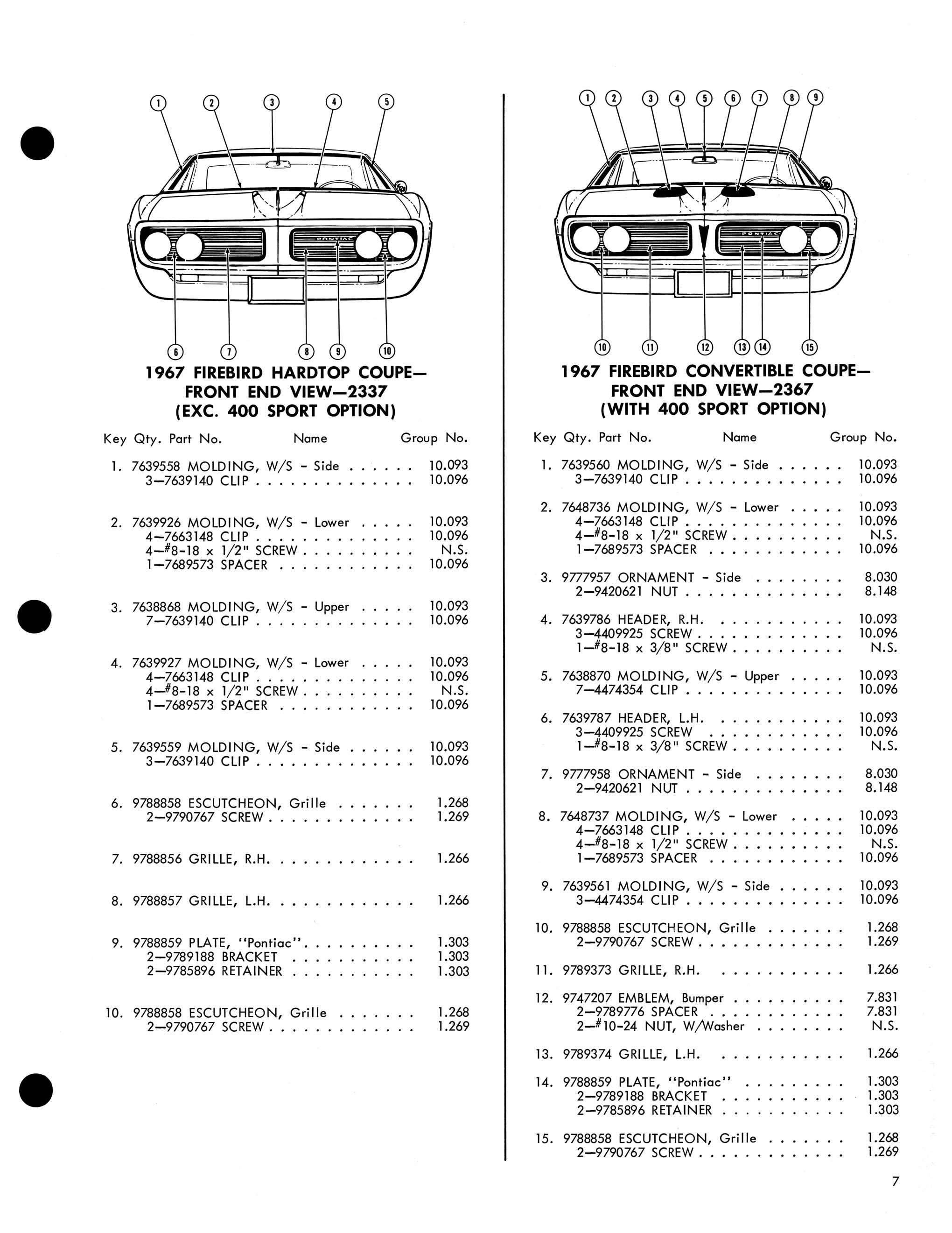 1967 Pontiac Molding and Clip Catalog